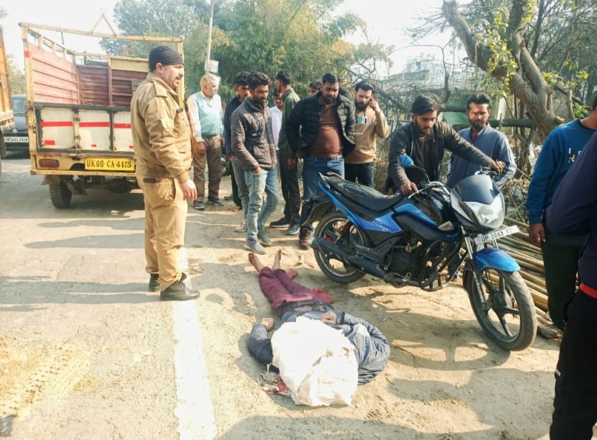 पिरान कलियर बहादराबाद रोड पर एक दर्दनाक हादसे में बाइक सवार युवक मौत  युवक को रौंद कर डंपर चालक फ़रार