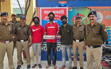 नाबालिका को ब्लैकमेल कर घर पर की फायरिंग, तीन आरोपी तमंचे सहित गिरफ्तार