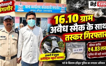 मंगलौर में 16.10 ग्राम स्मैक के साथ युवक गिरफ्तार, इलेक्ट्रिक स्कूटी बरामद